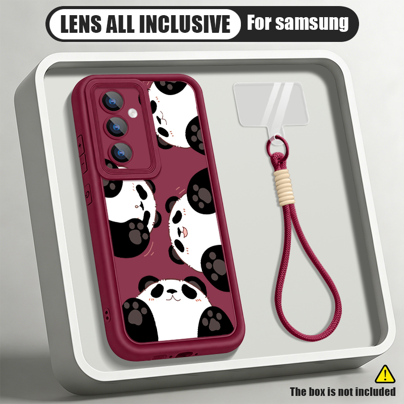 Samsung Galaxy A55 - เคสโทรศัพท์ลายการ์ตูนแพนด้าพร้อมสายคล้อง สำหรับ Samsung Galaxy A57 A37
