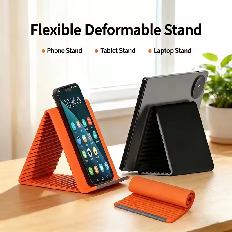 Laptop Tablet Accessories - ขาตั้งโทรศัพท์แบบพกพาซิลิโคนสำหรับวางบนโต๊ะ แท็บเล็ต แล็ปท็อป ดีไซน์สร้างสรรค์ ยืดหยุ่น พับได้