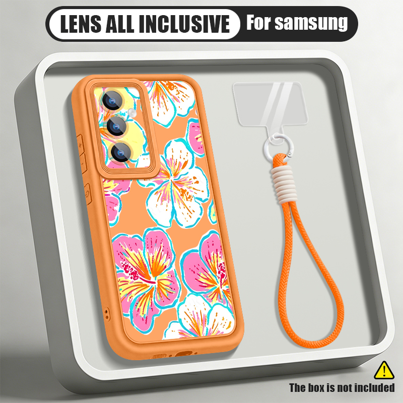 Samsung Galaxy A55 - เคสโทรศัพท์ลายดอกไม้พร้อมสายคล้อง สำหรับ Samsung Galaxy S26 S24