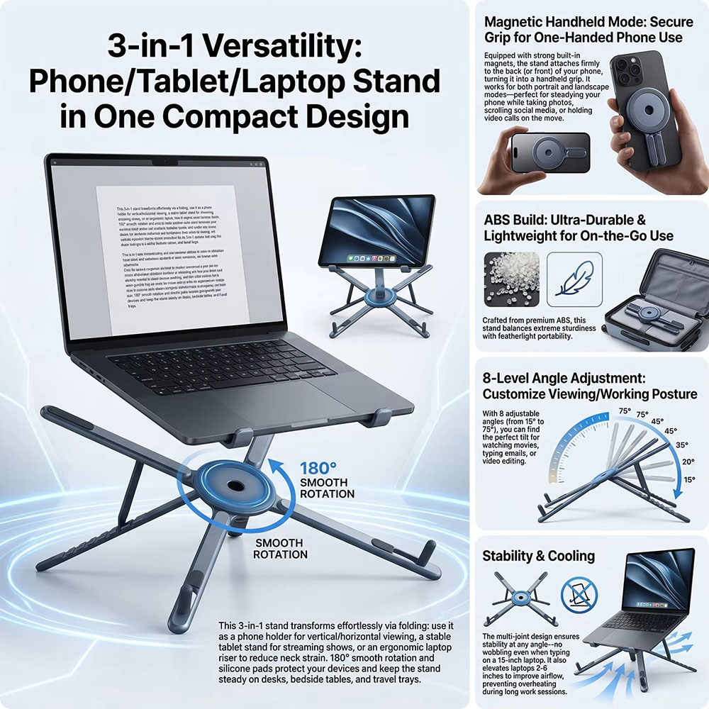 ที่วางโทรศัพท์แม่เหล็กแบบพกพาแ - Laptop Tablet Accessories บทวิจารณ์และราคา